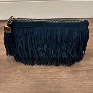 India Hicks Fringe Clutch Bag - Navy
